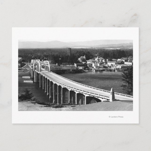 Florenz, Oregon Town View und Siuslaw Bridge Postkarte (Vorderseite)