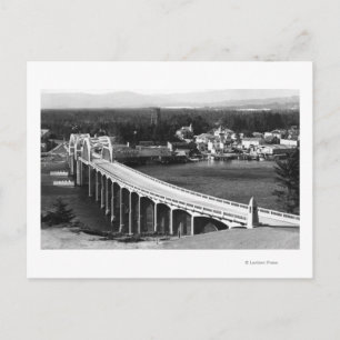 Florenz, Oregon Town View und Siuslaw Bridge Postkarte