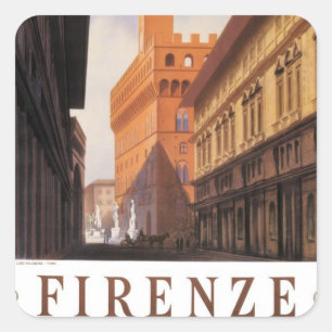 Florenz, Palazzo Vecchio, Vintag Italien Quadratischer Aufkleber