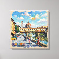 Florenz Ponte Vecchio Duomo Szene Leinwand
