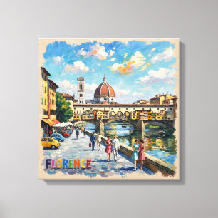 Florenz Ponte Vecchio Duomo Szene Leinwand