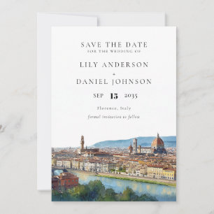 Florenz Skyline Aquarell Elegante Hochzeit Save The Date