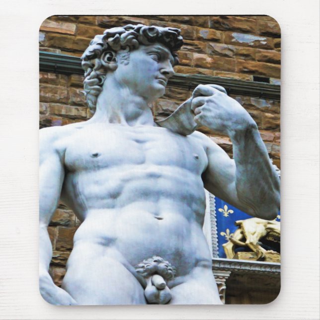 Florenz-Statue von David mit Liebe-Zitat Mousepad (Vorne)