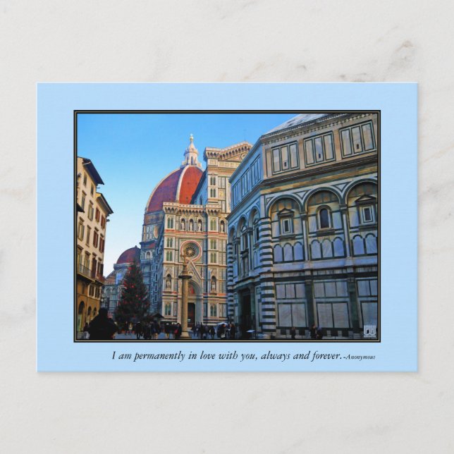 Florenzduomo-Kathedrale mit Liebe-Zitat Postkarte (Vorderseite)