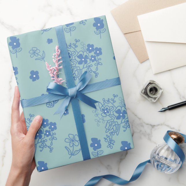 Flores azules geschenkpapier (Schenken)