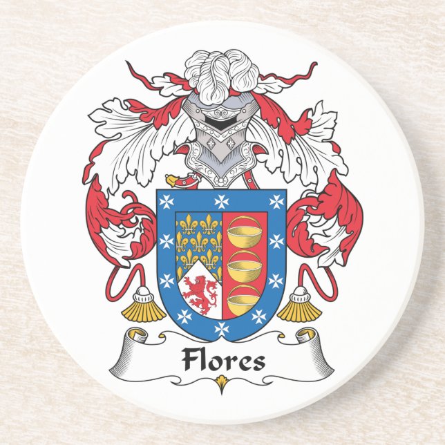 Flores-Familienwappen Sandstein Untersetzer (Vorne)