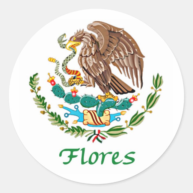 Flores Mexican National Siegel Runder Aufkleber (Vorderseite)