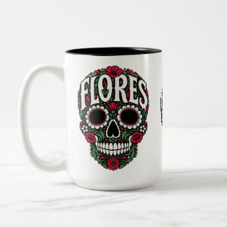 Flores Nachname Zucker-Schädel Zweifarbige Tasse