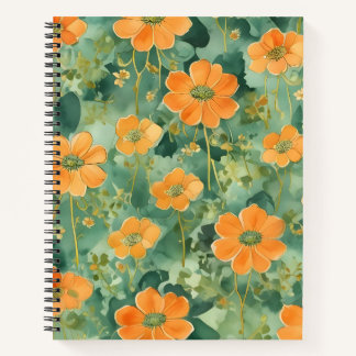 Flores Naranjas sobre Lecho de Hojas Notizbuch