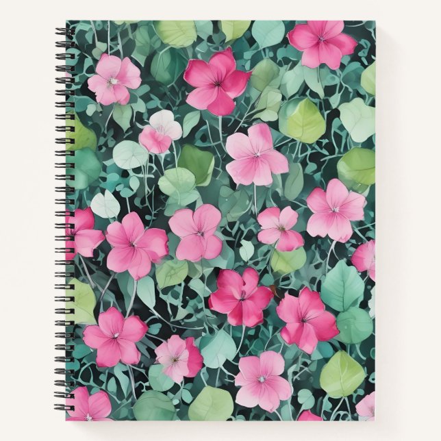 Flores Rosas entre Hojas Notizbuch (Vorderseite)