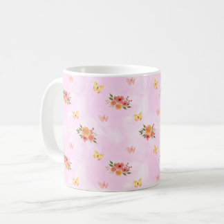 Flores Silvestres Fondo Rosa Elegante Personalizar Kaffeetasse