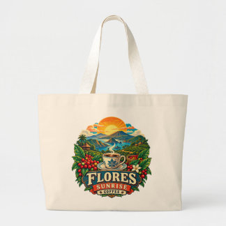 Flores Sunrise Coffee Vintage Indonesische Kunst-T Jumbo Stoffbeutel