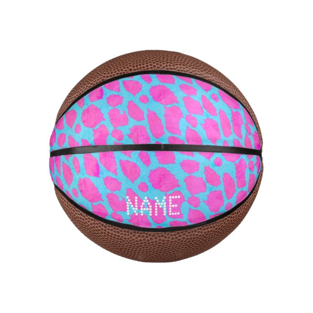 Florescent Pink Blue Cheetah Mini Basketball (Vorderseite)