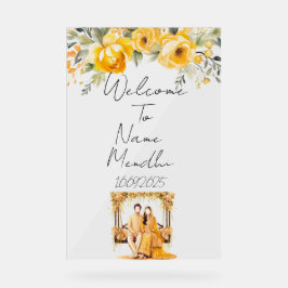 Florgelbes Mendhi-Zeichen Acrylschild