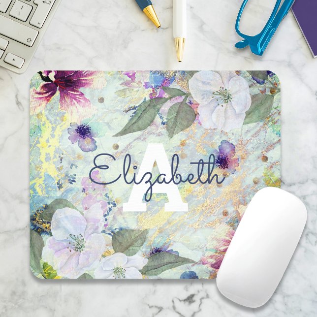 Florgrün, Aquarellfarbenmononame Vintag Mousepad (Von Creator hochgeladen)