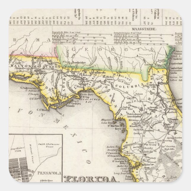 Florida 14 quadratischer aufkleber (Vorderseite)