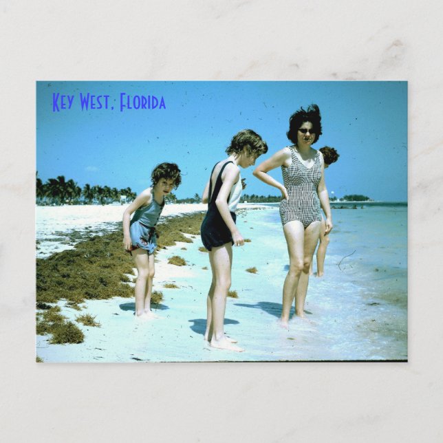Florida 1965 Key West Beach, Key West, Florida Postkarte (Vorderseite)