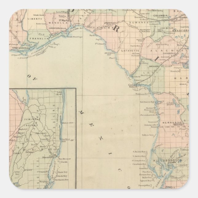 Florida 2 quadratischer aufkleber (Vorderseite)