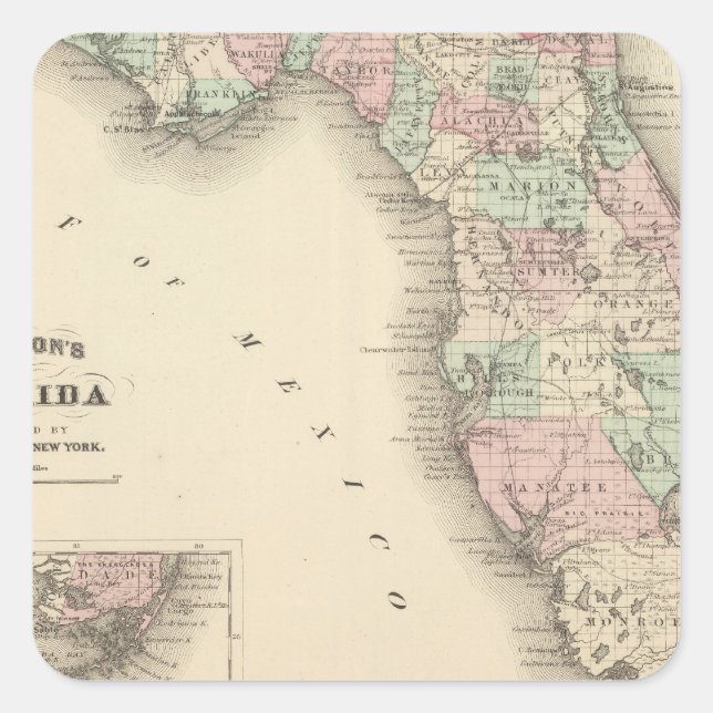 Florida 9 quadratischer aufkleber (Vorderseite)