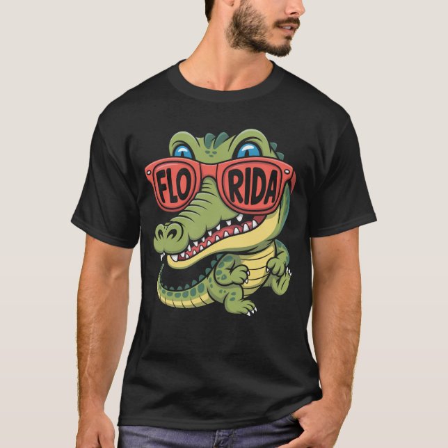 Florida Alligator mit Sonnenbrille T-Shirt (Vorderseite)