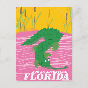 Florida-Alligator vintage Reiseposter Postkarte