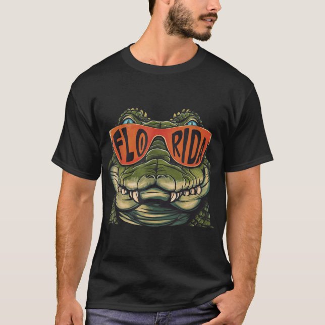 Florida Alligator Wearing Style Sonnenbrillen Flor T-Shirt (Vorderseite)