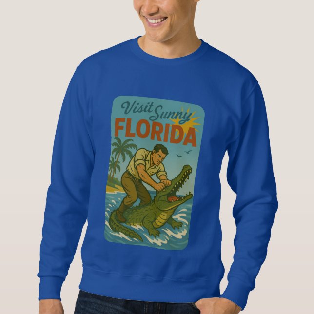 Florida Alligator Wrestling | Funny Retro Coastal Sweatshirt (Vorderseite)
