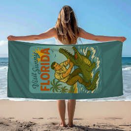 Florida Alligator Wrestling | Lustige Retro-Strand Strandtuch