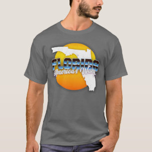Florida Americas Wang Retro verblasstes Design T-Shirt