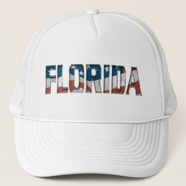 Florida-Amerikanische-Flaggen-Mütze Truckerkappe (Vorderseite)