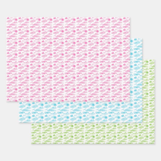 Florida Animal Toile Wrapping Paper  Geschenkpapier Set (Set)