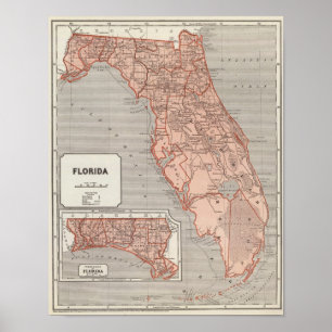 Florida Atlas Karte Poster