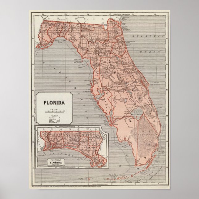 Florida Atlas Karte Poster (Vorne)