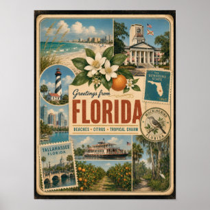 Florida Authentischer Vintage-Stil Poster