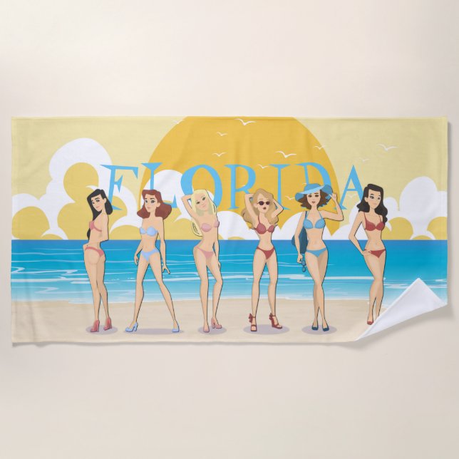 Florida Beach Bikini Girls Strandtuch (Vorderseite)