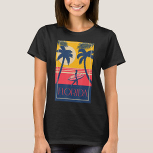 Florida Beach mit Palmen und Surfer Retro Sun T-Shirt