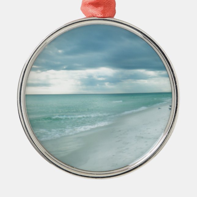 Florida Beach Silbernes Ornament (Vorne)