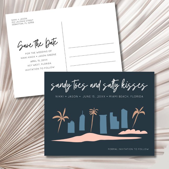 Florida Beach Wedding Save the Date Ankündigungspostkarte (Florida Beach Wedding Save the Date Announcement Postcard)