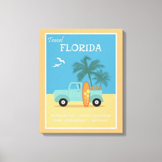 Florida Beaches Vintage Leinwanddruck (Vorderseite)