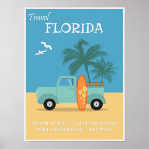 Florida Beaches Vintage Travel Poster