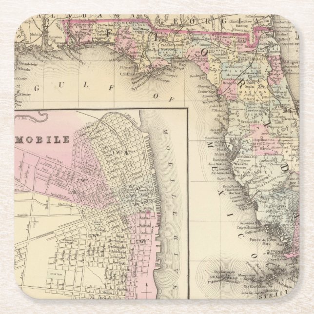 Florida, beweglich rechteckiger pappuntersetzer (Vorderseite)