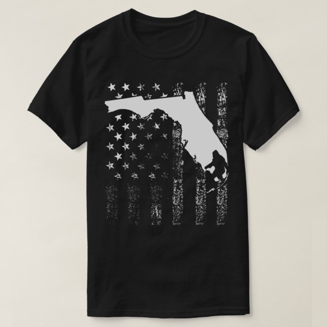 Florida Bigfoot Geschenk Sasquatch American Flag S T-Shirt (Design vorne)