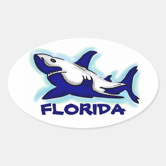 Florida Blue Hai Thema ovale Aufkleber (Vorderseite)