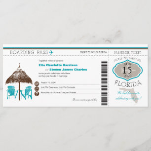 Florida Boarding Pass Einladung Hochzeit