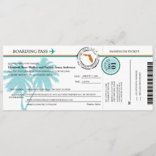 Florida Boarding Pass Einladung Hochzeit