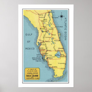 Florida Boca Grande Karte Poster drucken