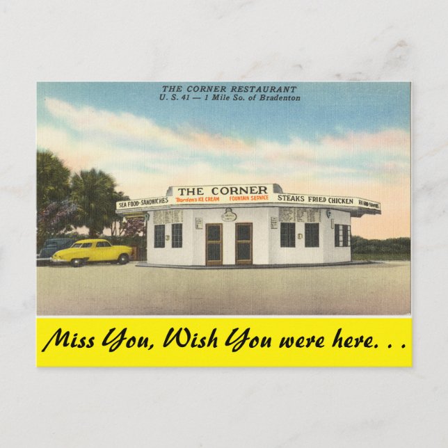 Florida, Bradenton, The Corner Restaurant Postkarte (Vorderseite)