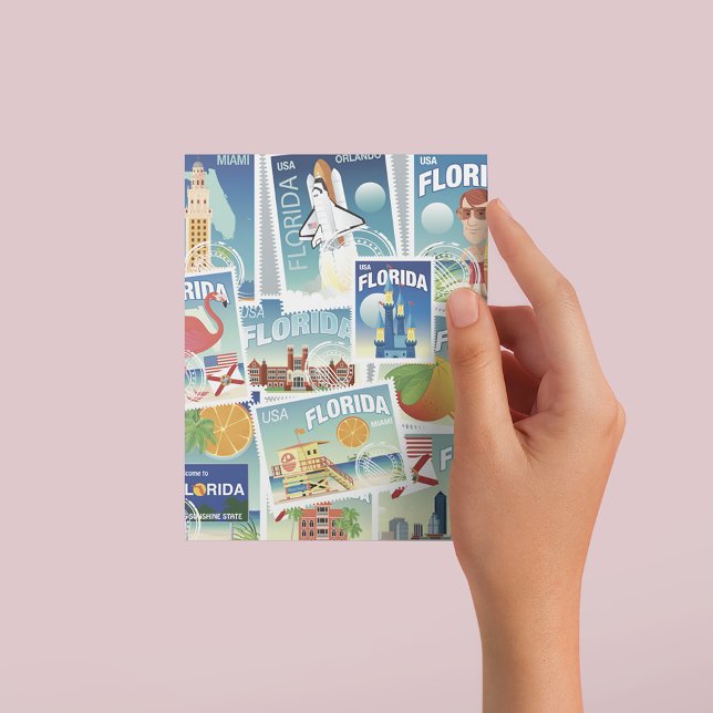 Florida-Briefmarke Postkarte (Person holding postcard)