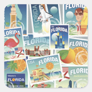 Florida-Briefmarke Quadratischer Aufkleber