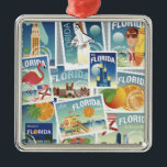 Florida-Briefmarken Ornament Aus Metall<br><div class="desc">Dieses Ausrüstungsbeschreibungen eine Collage von Szenen von Florida.</div>